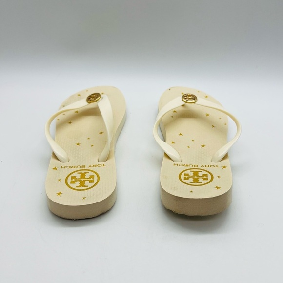 Tory Burch Cream Flip Flops with Gold Accents estimated size 6 - Picture 4 of 14